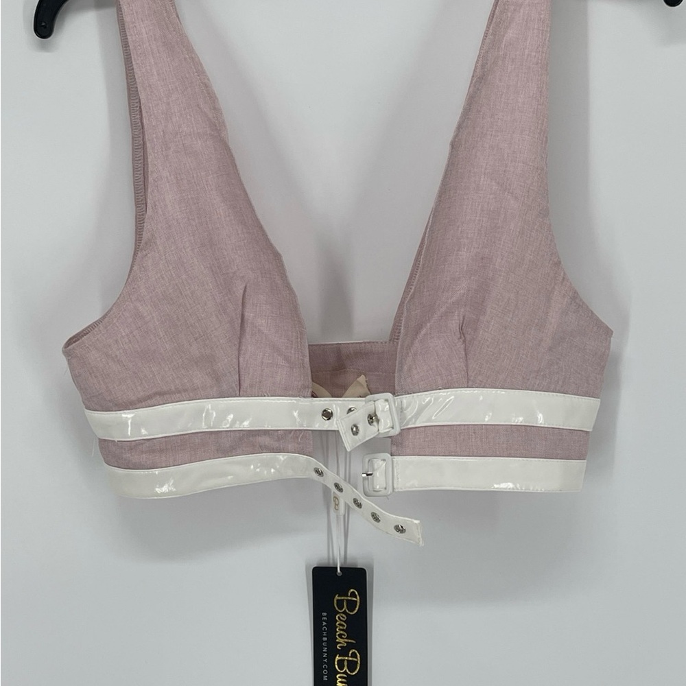 Beach Bunny Pink and White Lace Bralette